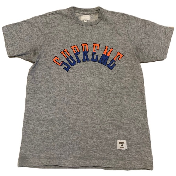 Supreme Arch Logo Tee Grey Orange Blue Size Medium - Picture 1 of 9